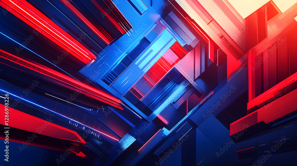 Poster colorful abstract background featuring red and blue lines creating an intricate design pattern