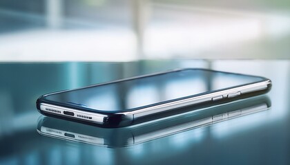 유리 테이블 위에 스마트폰이 놓여 있다