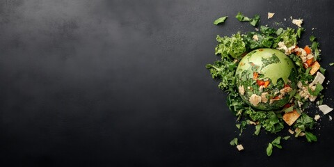 food waste awareness, in a striking stop food waste day poster, a melting earth crafted from food scraps symbolizes the link between food waste and climate change
