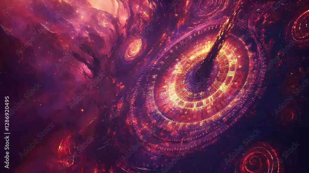 Poster colorful abstract space with spiral pattern and intricate artistic representation of shapes and form
