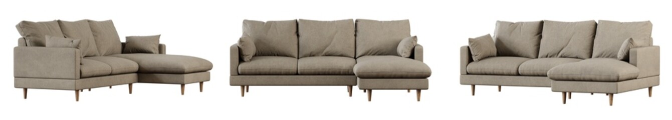 Sofa set isolated on transparent background. 3D render. 3D illustration.
