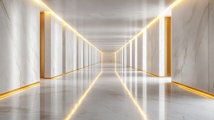 Obraz premium Elegant Modern Hallway with Glamorous Lighting and Marble Finish