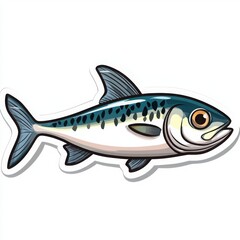 Obraz premium A vibrant illustration of a mackerel, showcasing its sleek body and detailed scales. The artwork is lively and full of character, perfect for various projects.
