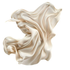 Elegant cream silk fabric flowing gracefully in the air soft folds and luxurious texture
