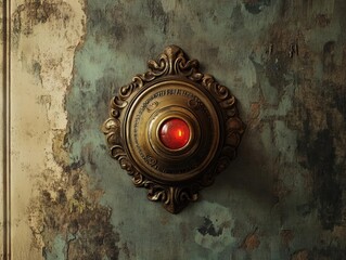 Charming Doorbell Ringing Moment Capturing the Warm Invitation and Nostalgic Call of a Vintage Home Entrance