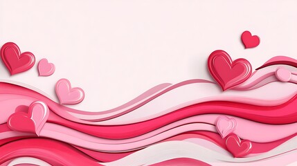 Romantic 3D Render: Pink Heart Waves for Valentine's Day AI Generated