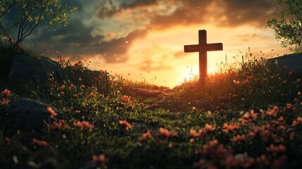 Serene Good Friday Background: Elegant Cross Design, Peaceful Dove, Subtle Textures, Perfect for Religious Observances, Easter Cards, Church Events,  