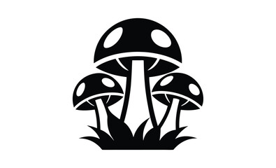 mushrooms silhouette ,mushrooms vector icon illustration, fungi vector icon, edible mushrooms illustration, black and white mushroom design