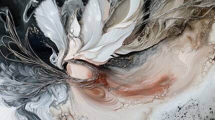 Fluid acrylic pore layers with transparent marble-like paints
