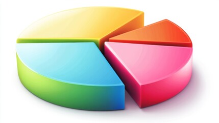 Obraz premium Colorful 3d pie chart with five segments in bright gradient colors