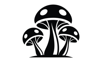 mushrooms silhouette ,mushrooms vector icon illustration, fungi vector icon, edible mushrooms illustration, black and white mushroom design
