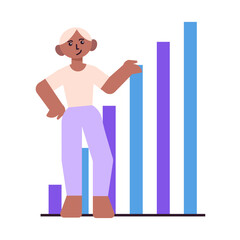 person standing and pointing to a graph, business concept