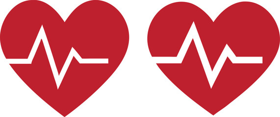 Heartbeat line in heart icons medical and healthcare vector symbols