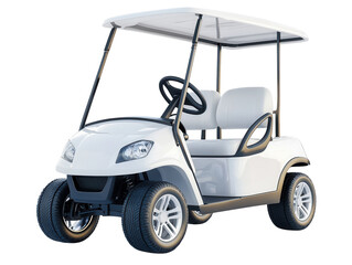 A modern white golf cart with a roof.. transparent PNG