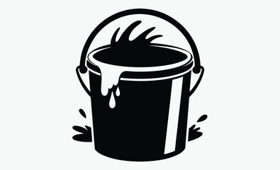 Paint bucket silhouette,Paint bucket black vector icon, black and white painting tool, vector illustration 