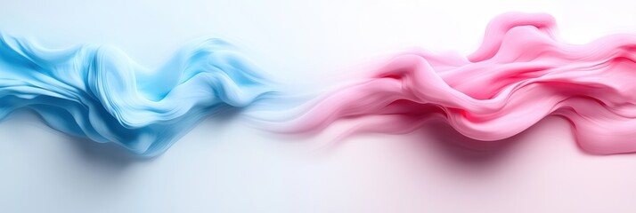 Obraz premium cyberpunk art, a futuristic web banner displays a smooth, abstract d fog in soft neon pink and cyan hues, moving dynamically with depth