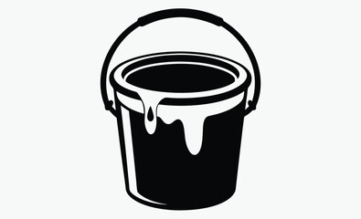 Paint bucket silhouette,Paint bucket black vector icon, black and white painting tool, vector illustration 