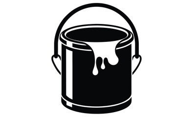 Paint bucket silhouette,Paint bucket black vector icon, black and white painting tool, vector illustration 