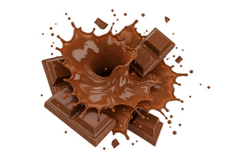 Pouring liquid chocolate isolated on transparent background, pouring chocolate png