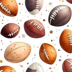 Various football designs scattered on a white background for creative projects