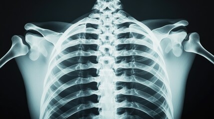Detailed X-Ray of Upper Spine and Rib Cage