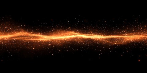 Obraz premium Glowing Orange Particles Flowing Across Dark Background