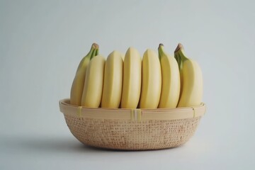 Ripe Yellow Bananas in a Woven Bamboo Basket