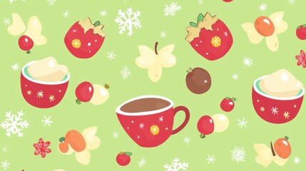 Festive Winter Drinks and Treats Pattern Design