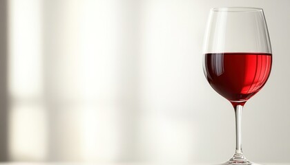A Glass of Red Wine Against a Light Background