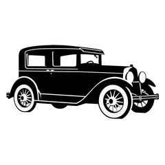 Isolated Vintage Black Car Silhouette