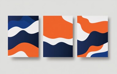 Abstract Wave Design in Blue Orange and White