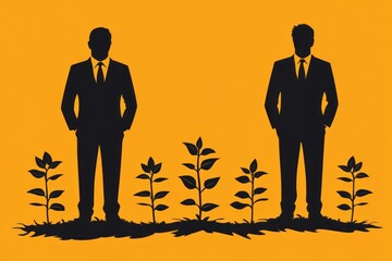 Two Businessmen Stand Beside Growing Plants