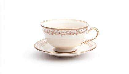 Elegant Teacup And Saucer Set With Delicate Floral Design