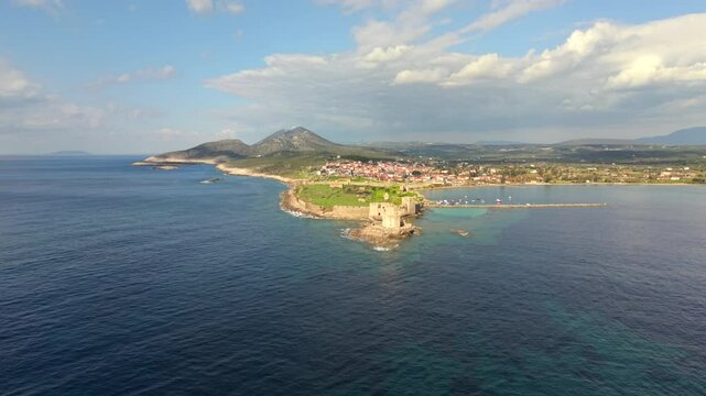 Aerial view of Methoni Castle in early spring, Peloponnese, Greece.