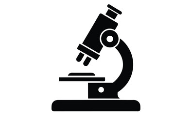 microscope silhouette,  medical and research icon, microscope black silhouette vector illustration isolated on a transparent background 