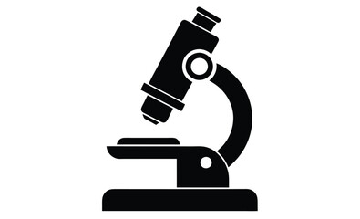 microscope silhouette,  medical and research icon, microscope black silhouette vector illustration isolated on a transparent background 