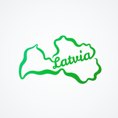 Map of Latvia - shape and name in one line