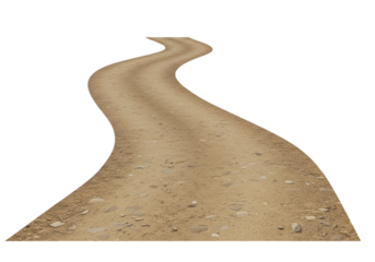 Walkway in the hill isolated on transparent background, dirt road isolated png, path made of dirt and stones png isolated
