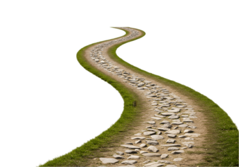 Walkway in the hill isolated on transparent background, dirt road isolated png, path made of dirt and stones png