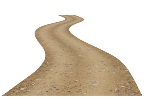 Walkway in the hill isolated on transparent background, dirt road isolated png, path made of dirt and stones png isolated