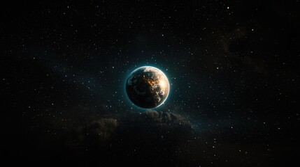 Obraz premium Earth from space, night, stars, cosmic background, environmental awareness