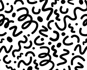 Hand Drawn dash pattern. Seamless pattern with small black lines