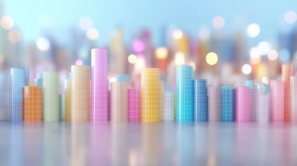 Colorful city skyline illustration, urban growth concept