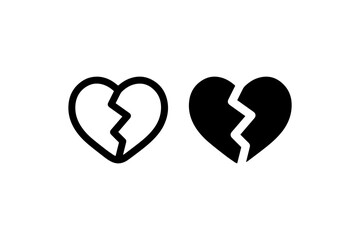 Broken heart icon set Vector