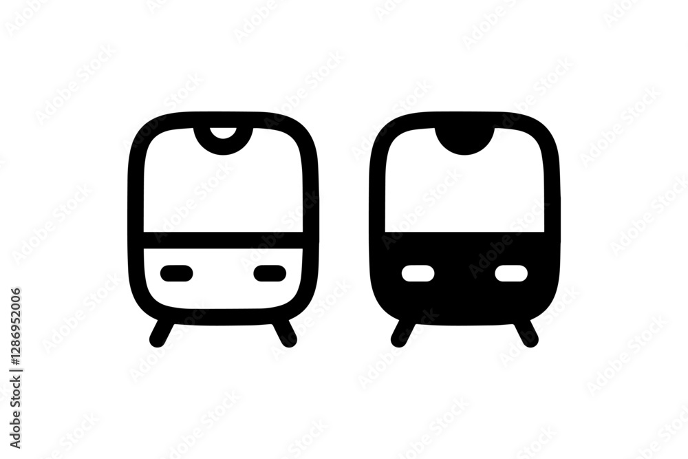 Aufkleber train front view icon in outline and solid style vector
