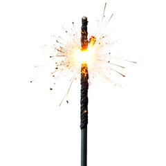 Sparkling Flame Igniting from a Firecracker Isolated on Transparent Background