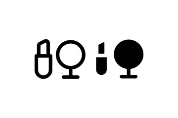 Lipstick and vanity mirror icon in outline and solid Vector