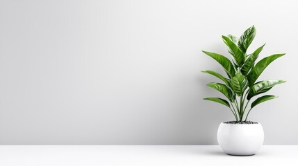 Minimalist indoor plant, modern wall, home decor, empty space, potentially for interior design inspiration, or product photography