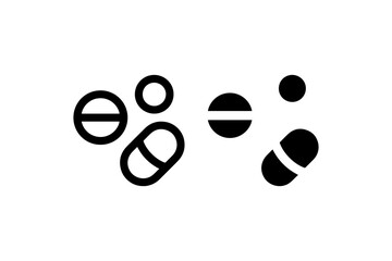 Minimalist Pills and Capsules Medicine Icon Vector