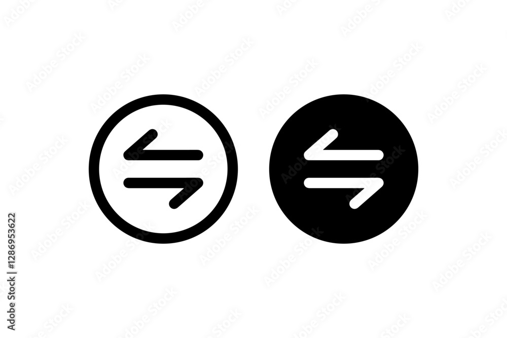 Poster bidirectional horizontal arrows icon for swap vector